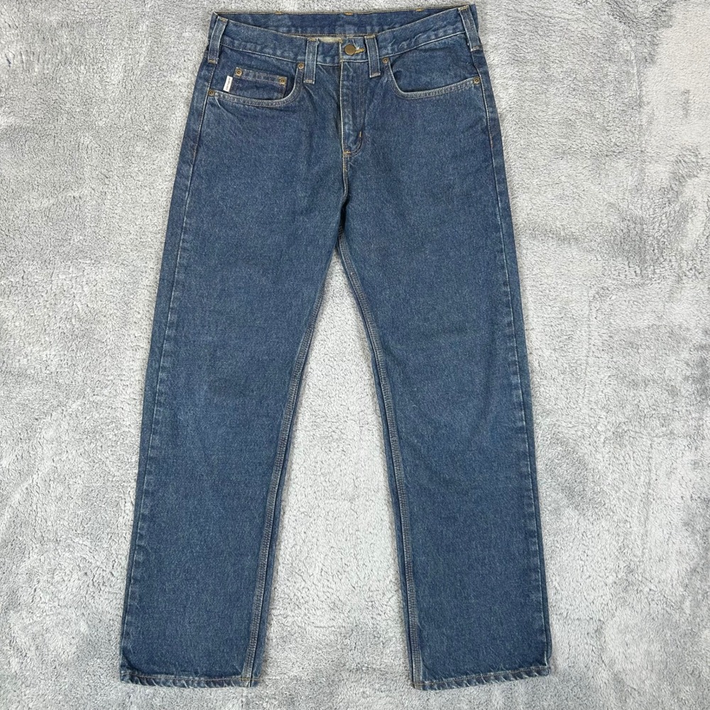 Carhartt Mens Relaxed Fit Straight Leg Dark Wash Denim Workwear Jeans 32x30